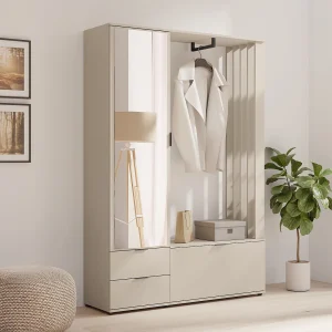 Garderobe met opbergruimte en kledingroede – Beige – CEDRELA