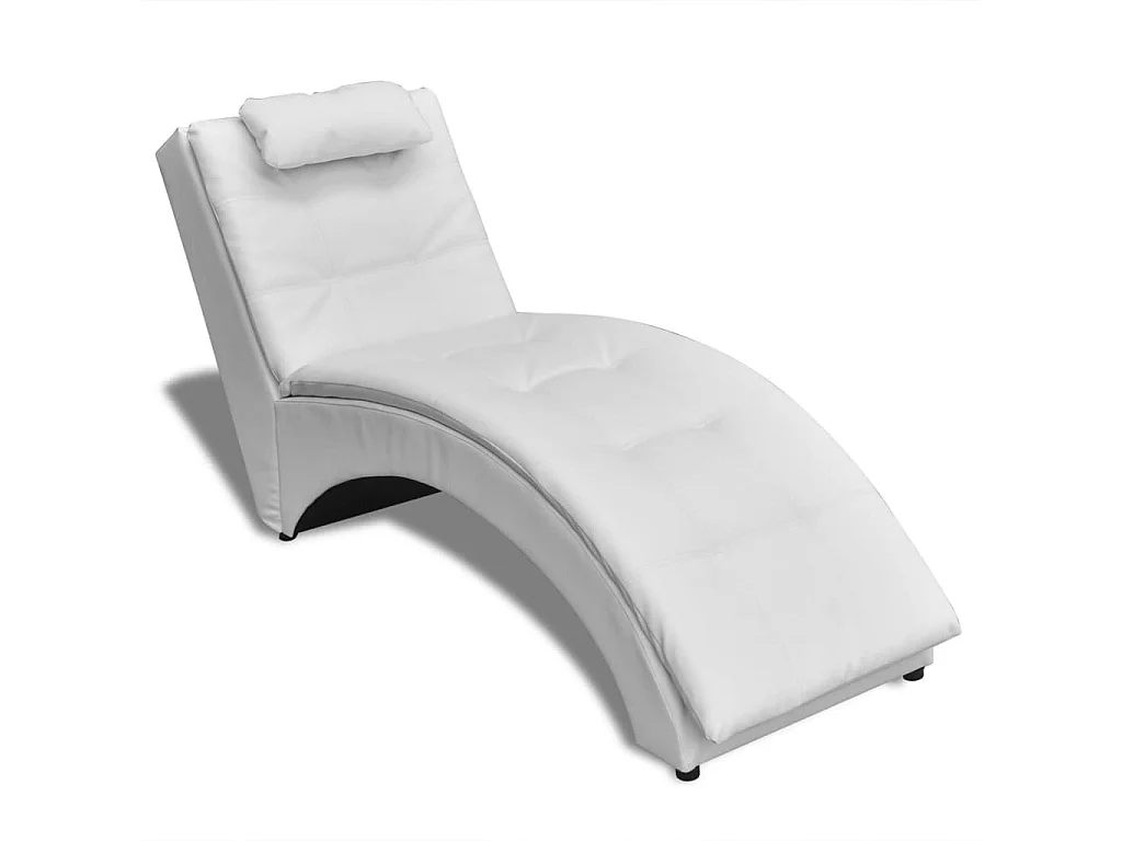 Chaise longue met kussen kunstleer wit