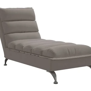 Chaise longue met kussens stof taupe Chaise longue met kussens stof taupe