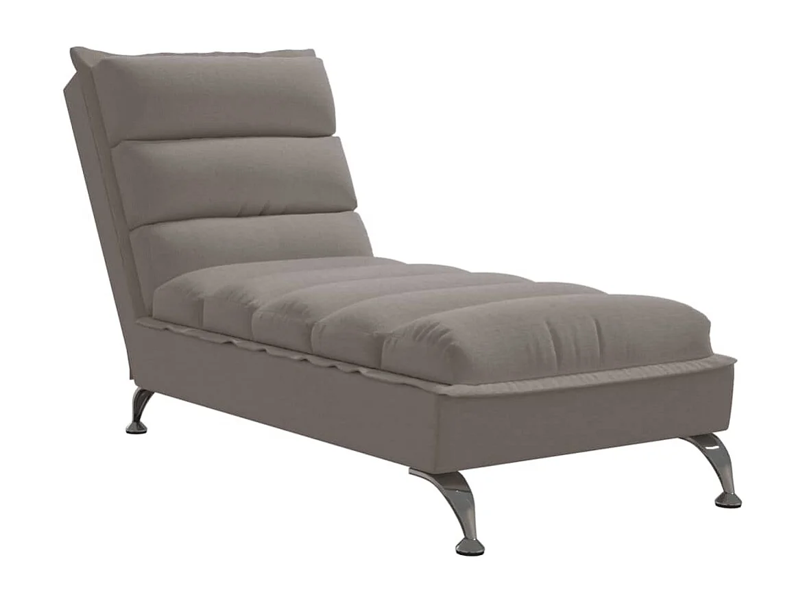 Chaise longue met kussens stof taupe