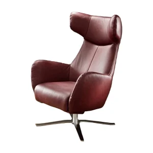 Draaibare fauteuil – Rood Leer – RANDY Draaibare fauteuil – Rood Leer – RANDY