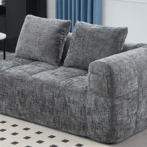 2-Zits Hoekbank in Chenille – Hoekmodule – met Zijopbergvak – Grijs – Perfect voor Woonkamer en Studio 2-Zits Hoekbank in Chenille – Hoekmodule – met Zijopbergvak – Grijs – Perfect voor Woonkamer en Studio