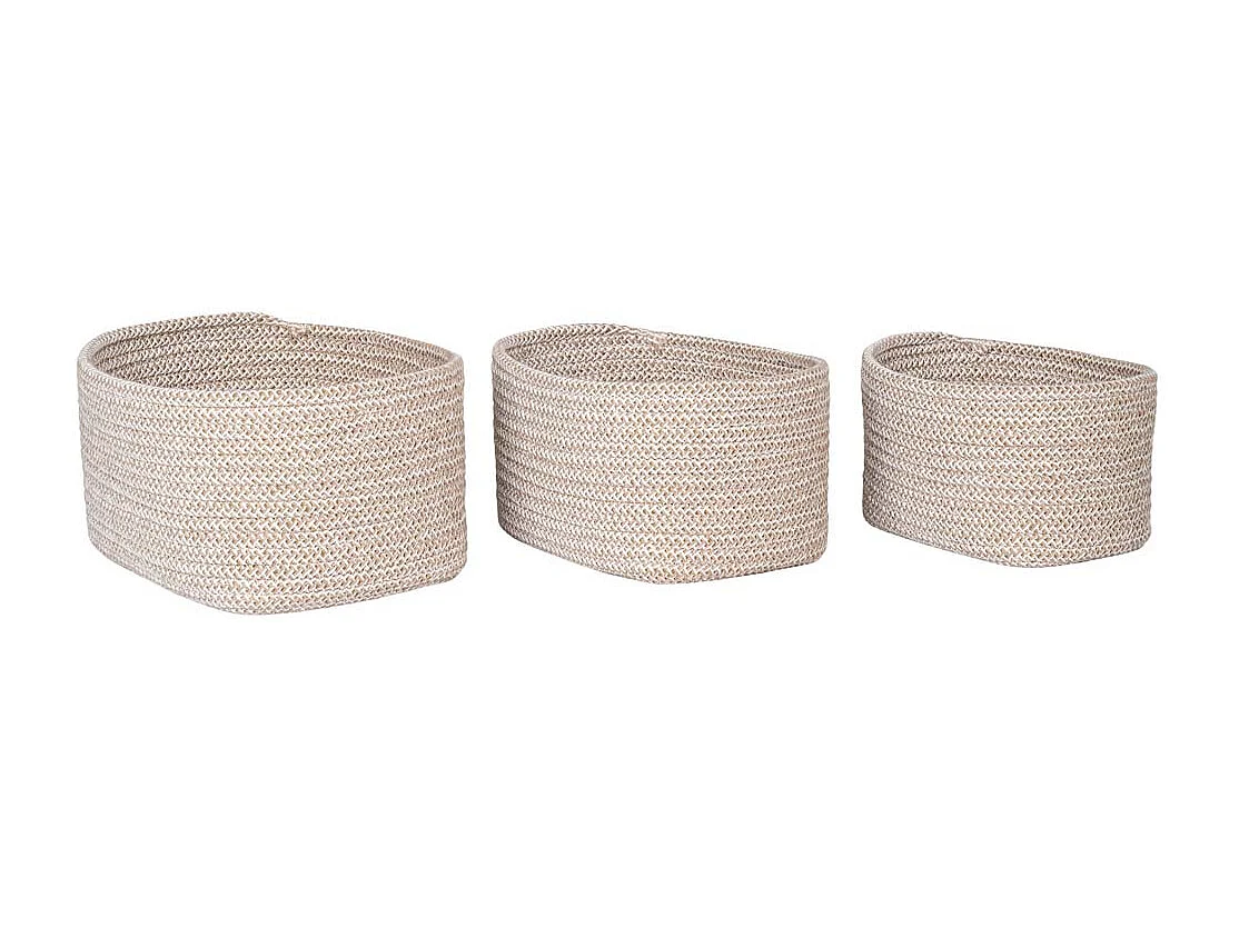 Juego de 3 cestas de almacenaje CADIMA – Algodón beige