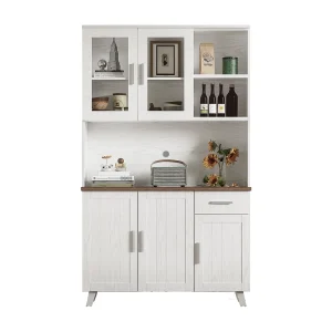 Buffetkast – Keukenkast met 5 deuren en lade – Moderne hoge kast – Wit Buffetkast – Keukenkast met 5 deuren en lade – Moderne hoge kast – Wit