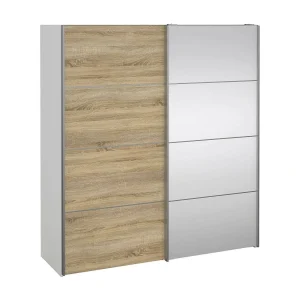 Cerreto 2-deurskast, Slaapkamermeubel, Inloopkast, Kledingkast, 182×64 h202 cm, Eiken en Wit Cerreto 2-deurskast, Slaapkamermeubel, Inloopkast, Kledingkast, 182×64 h202 cm, Eiken en Wit
