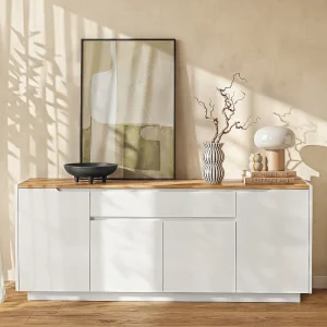 Buffetkast met 4 deuren en 1 lade. Witgelakt mdf AMANI Buffetkast met 4 deuren en 1 lade. Witgelakt mdf AMANI