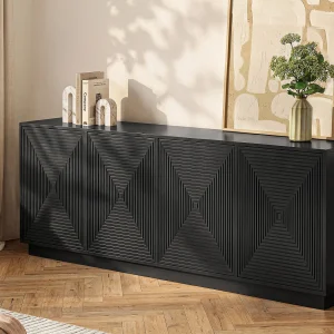 Buffetkast met 4 deuren van mdf – Kleur: Zwart – MEZULIA Buffetkast met 4 deuren van mdf – Kleur: Zwart – MEZULIA