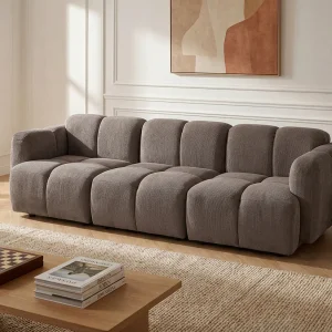 Modulaire driezitsbank in getextureerde taupe stof CARLIVI Modulaire driezitsbank in getextureerde taupe stof CARLIVI