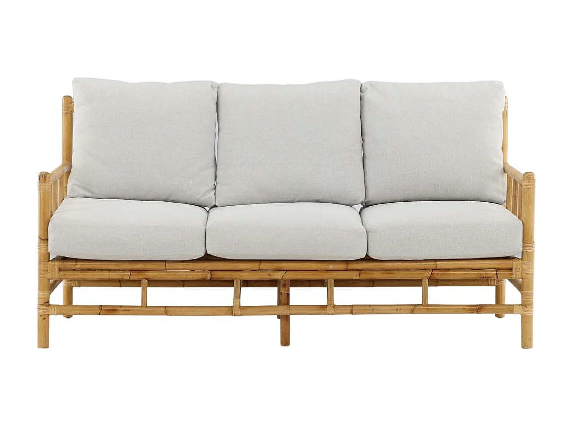 Cane tuinbank met tuinkussen 3 pers. naturel.