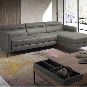 Relax chaise longue rechts bank in donkergrijs leer 6126 ANGEL CERDA