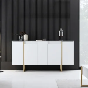 Buffet design wit en goud 160 cm – 4 deuren LUXOR Buffet design wit en goud 160 cm – 4 deuren LUXOR