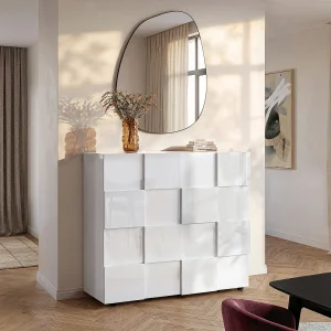 Hoge buffetkast – 2 deuren – Kleur: wit gelakt – CALISTO – Koop nu online Hoge buffetkast – 2 deuren – Kleur: wit gelakt – CALISTO – Koop nu online