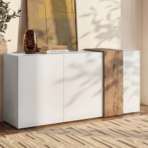 Buffetkast met 3 deuren – Wit en licht naturel – CAYNO