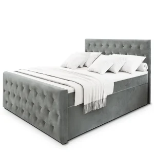 Boxspringbed FONDI 160×200 cm Set met hoofdbord, bedbodem en matras, Lichtgrijs Boxspringbed FONDI 160×200 cm Set met hoofdbord, bedbodem en matras, Lichtgrijs