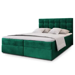 Boxspringbed GLOS 180×200 cm Set met hoofdbord, bedbodem en matras, Dennengroen Boxspringbed GLOS 180×200 cm Set met hoofdbord, bedbodem en matras, Dennengroen