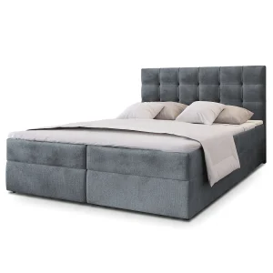 Boxspringbed GLOS 180×200 cm Set met hoofdbord, bedbodem en matras, Grijs Boxspringbed GLOS 180×200 cm Set met hoofdbord, bedbodem en matras, Grijs