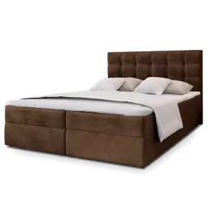 Boxspringbed GLOS 160×200 cm Set met hoofdbord, bedbodem en matras, Bruin