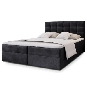 Boxspringbed GLOS 160×200 cm Set met hoofdbord, bedbodem en matras, Zwart Boxspringbed GLOS 160×200 cm Set met hoofdbord, bedbodem en matras, Zwart
