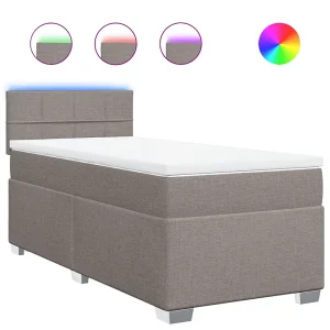 Boxspring met matras stof taupe 80×200 cm Boxspring met matras stof taupe 80×200 cm