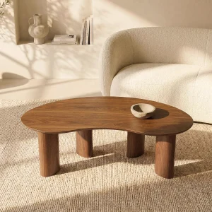 Bijzettafel met walnootfineer – Donker naturel – CALYNOR