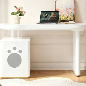 Bureau – 117 × 50 × 76 cm – Versterkte poten – Verdikt bureaublad – Gelakte afwerking – Wit