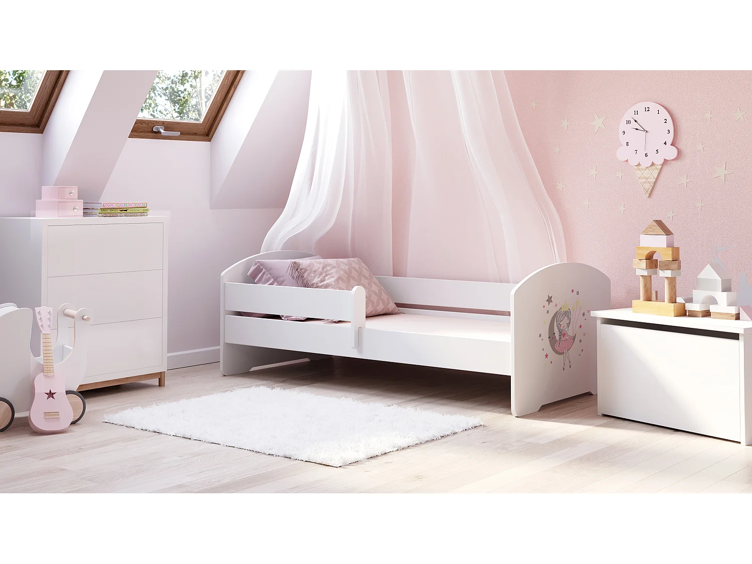 Cama Infantil com Colchão Barreira Segurança Multicor (160x80 cm)