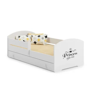 Cama de criança 160 x 80 com gaveta, colchão e estrado incluídos Kobi Luk Princess Cama de criança 160 x 80 com gaveta, colchão e estrado incluídos Kobi Luk Princess