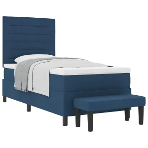 Boxspringbed met hoofdeinde Blauw 90 x 200 cm Stof