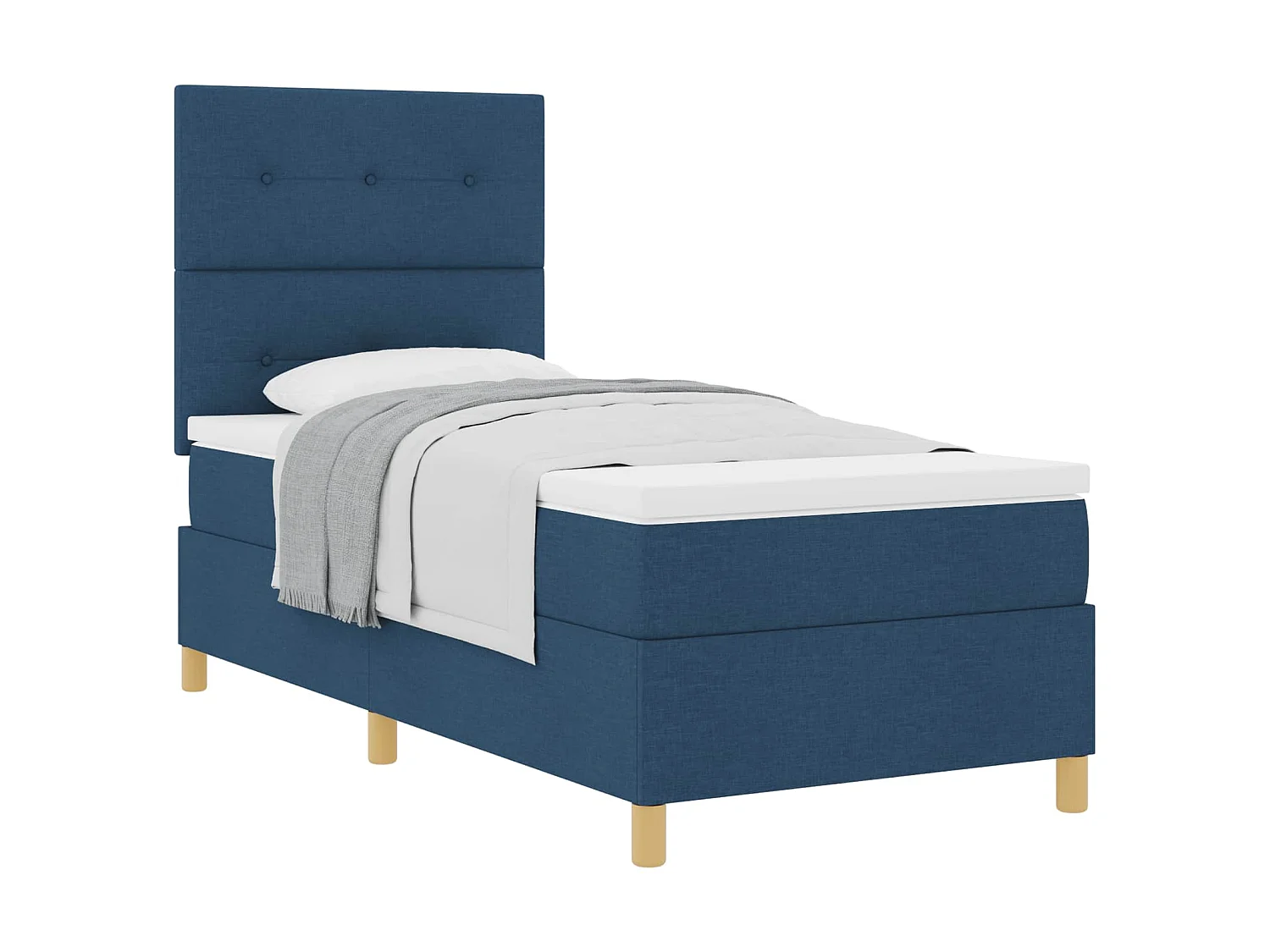 Boxspringbed met matras met hoofdeinde Blauw 100 x 200 cm Stof