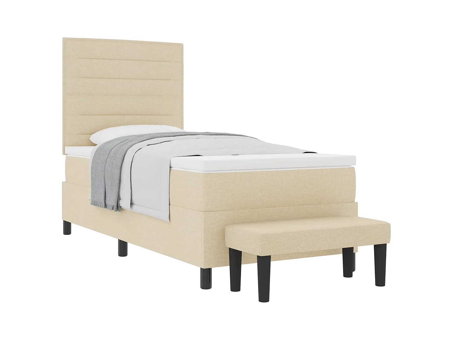 Boxspringbed met kussen met hoofdeinde Crème 100 x 200 cm Stof