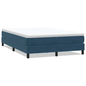 Boxspring zonder matras fluweel donkerblauw 140×220 cm