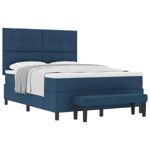 Boxspringbed met matras met hoofdeinde Blauw 140 x 200 cm Stof Boxspringbed met matras met hoofdeinde Blauw 140 x 200 cm Stof