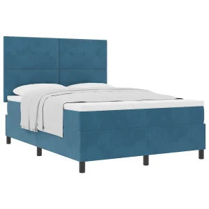 Boxspringbed met matras Donkerblauw 140 x 200 cm Fluweel Boxspringbed met matras Donkerblauw 140 x 200 cm Fluweel