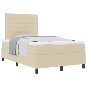 Boxspringbed met matras met hoofdeinde Crème 120 x 200 cm Stof Boxspringbed met matras met hoofdeinde Crème 120 x 200 cm Stof