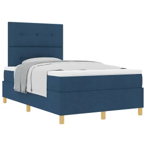 Boxspringbed met matras met hoofdeinde Blauw 120 x 200 cm Stof Boxspringbed met matras met hoofdeinde Blauw 120 x 200 cm Stof