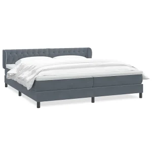 Boxspringbed met matrassen 180×220 cm fluweel donkergrijs Boxspringbed met matrassen 180×220 cm fluweel donkergrijs