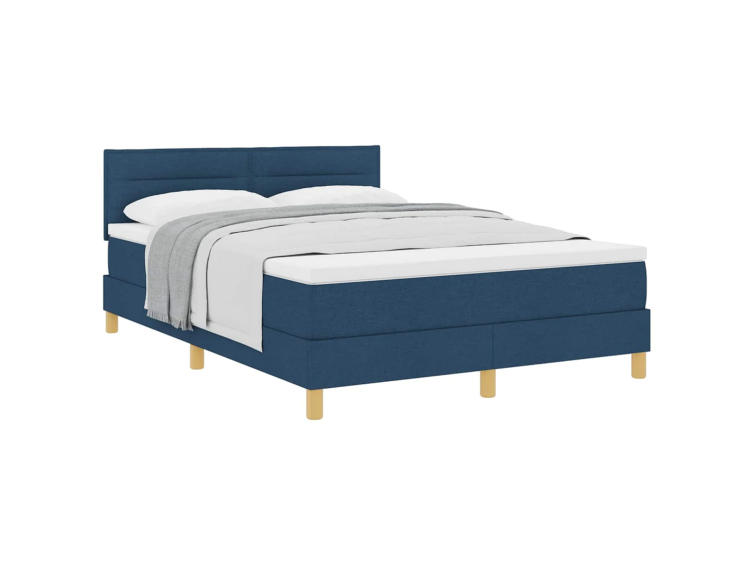 Boxspringbed met kussen met hoofdeinde Blauw 140 x 200 cm Stof