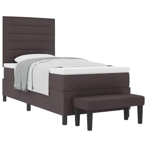 Boxspringbed met hoofdeinde Donkerbruin 100 x 200 cm Stof Boxspringbed met hoofdeinde Donkerbruin 100 x 200 cm Stof