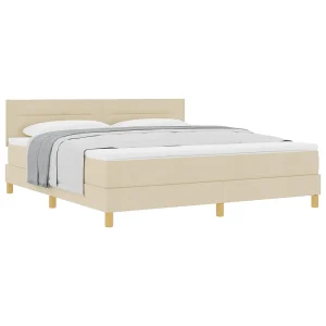 Boxspringbed met kussen met hoofdeinde Crème 180 x 200 cm Stof Boxspringbed met kussen met hoofdeinde Crème 180 x 200 cm Stof