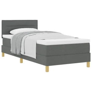 Boxspringbed met kussen Donkergrijs 100 x 200 cm Stof Boxspringbed met kussen Donkergrijs 100 x 200 cm Stof