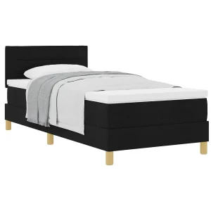 Boxspringbed met kussen met hoofdeinde Zwart 90 x 190 cm Stof Boxspringbed met kussen met hoofdeinde Zwart 90 x 190 cm Stof