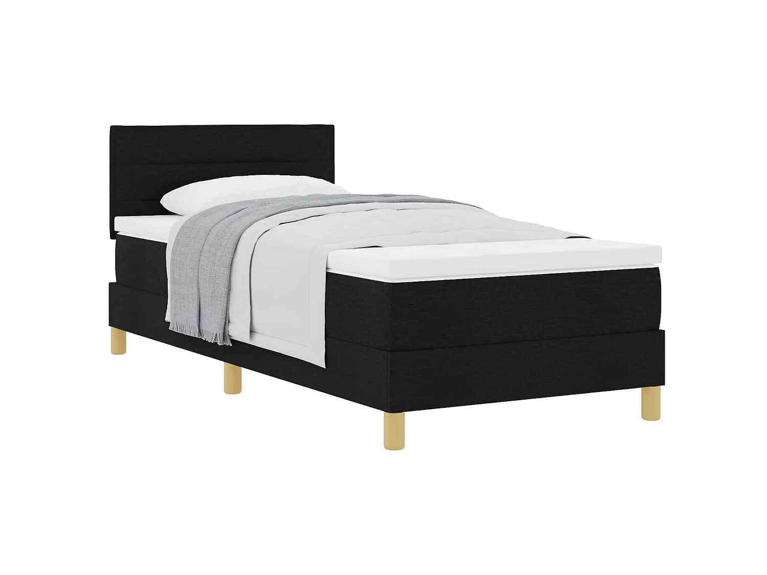 Boxspringbed met kussen met hoofdeinde Zwart 90 x 190 cm Stof