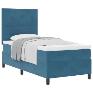 Boxspringbed met matras Donkerblauw 100 x 200 cm Fluweel Boxspringbed met matras Donkerblauw 100 x 200 cm Fluweel