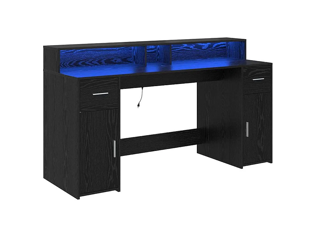 Bureau met lade Zwart eiken 160 x 55 x 91 cm Bewerkt hout