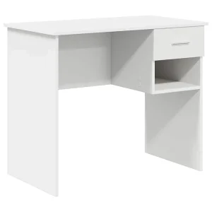 Bureau met lade met plank Wit 90 x 49 x 75 cm Bewerkt hout Bureau met lade met plank Wit 90 x 49 x 75 cm Bewerkt hout