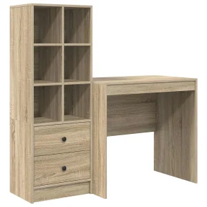 Bureau met lade met plank met opslag 2 pcs Sonoma Eiken Bureau met lade met plank met opslag 2 pcs Sonoma Eiken