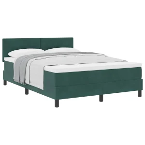 Boxspringbed met matras Donkergroen 140 x 200 cm Fluweel Boxspringbed met matras Donkergroen 140 x 200 cm Fluweel