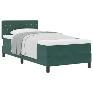 Boxspringbed met matras Donkergroen 90 x 190 cm Fluweel Boxspringbed met matras Donkergroen 90 x 190 cm Fluweel