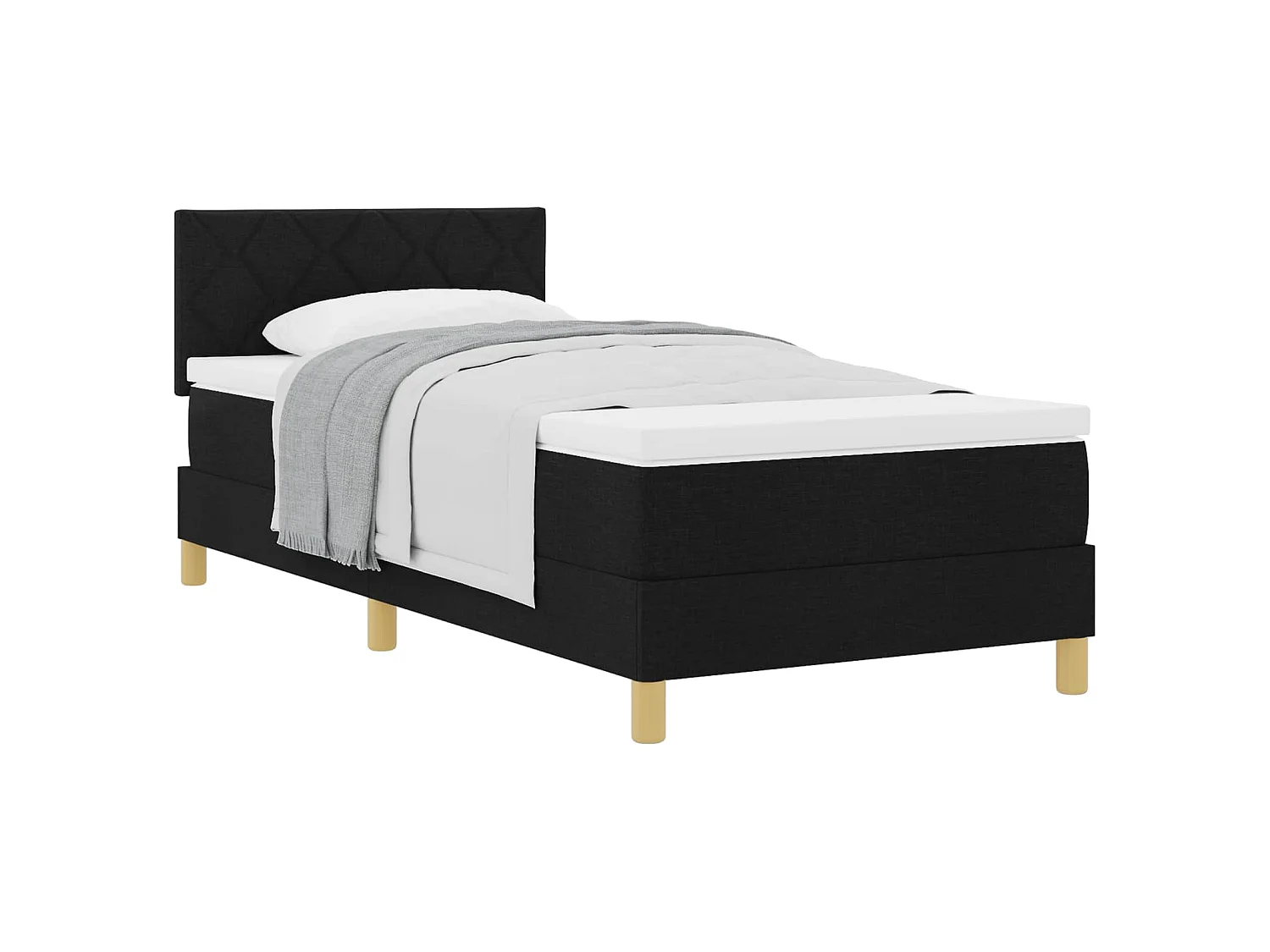 Boxspringbed met kussen met hoofdeinde Zwart 100 x 200 cm Stof