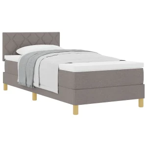Boxspringbed met kussen met hoofdeinde Taupe 90 x 200 cm Stof Boxspringbed met kussen met hoofdeinde Taupe 90 x 200 cm Stof